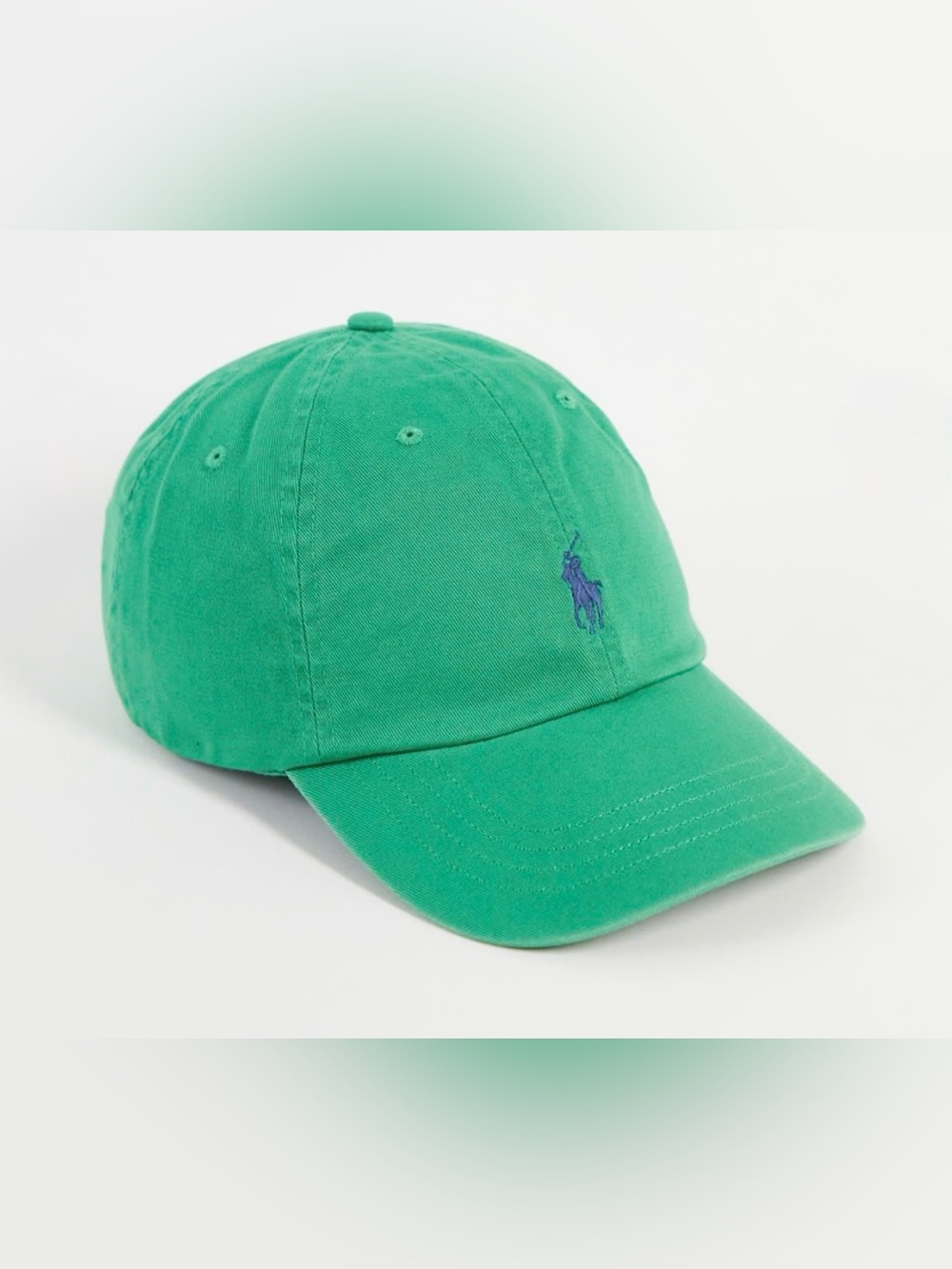 NWT Polo Ralph Lauren GREEN with BLUE Pony Cotton Chino Baseball Cap Hat